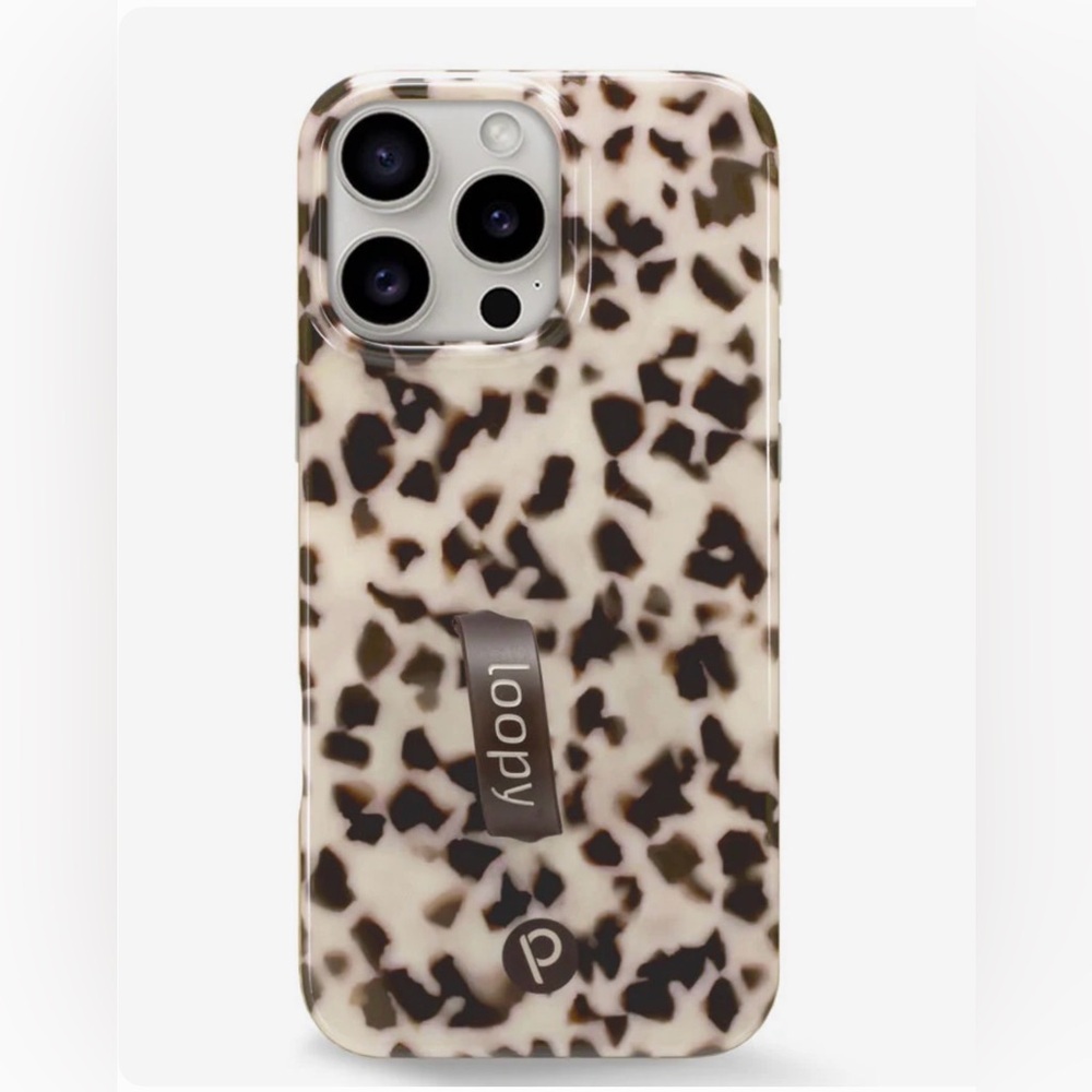Loopy Case Blonde Tortoise Phone Case with Loop - Cream, Brown